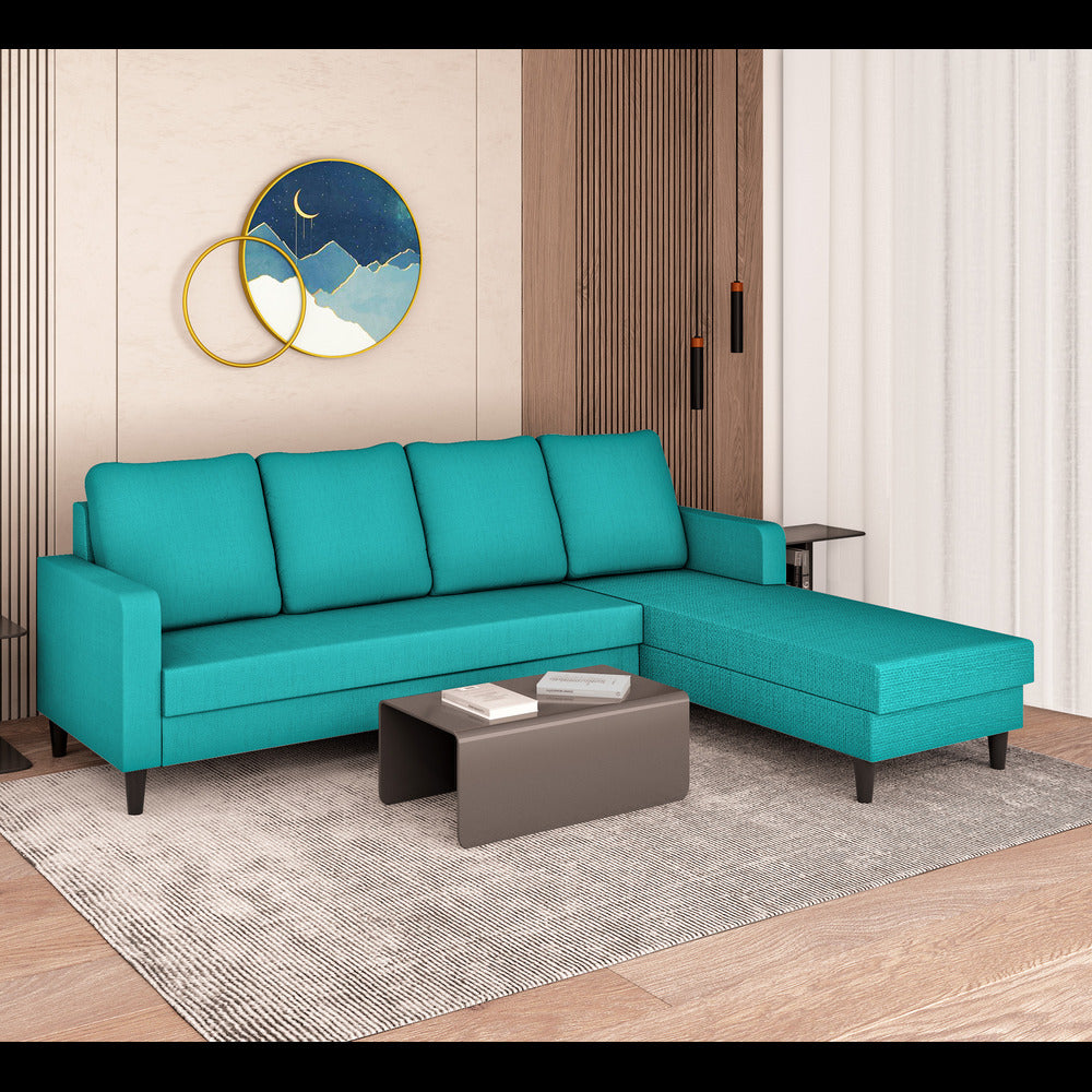 Chandler Plain L Shape 6 Seater Sofa Set RHS (Aqua Blue)