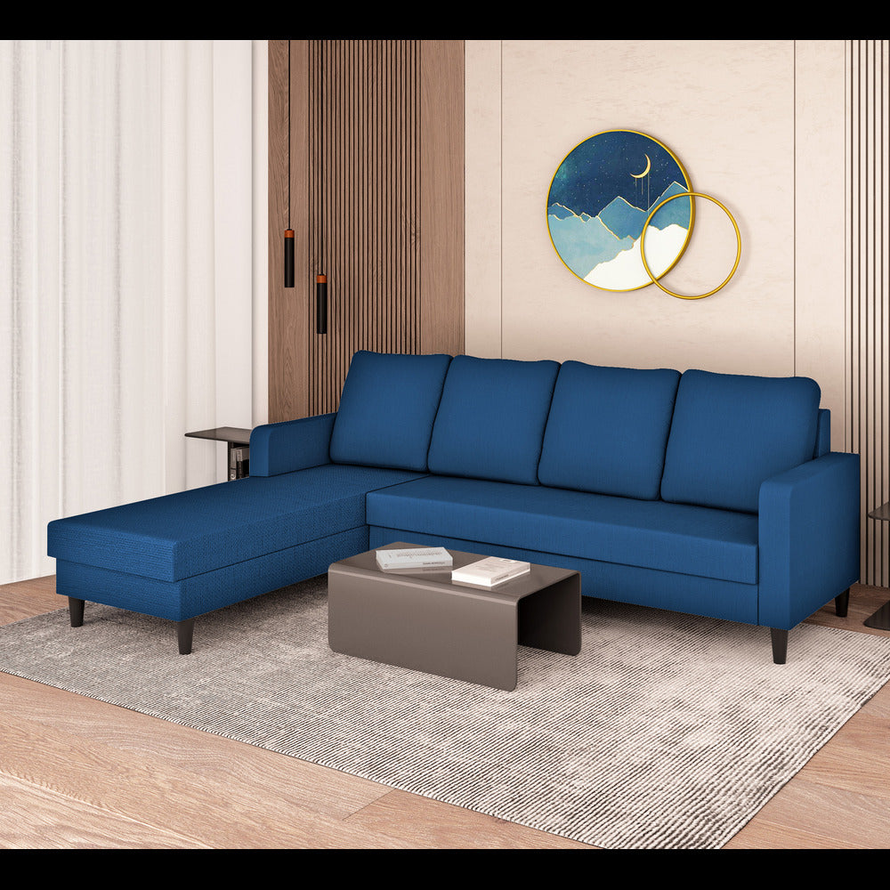 Chandler Plain L Shape 6 Seater Sofa Set Lhs (Blue)