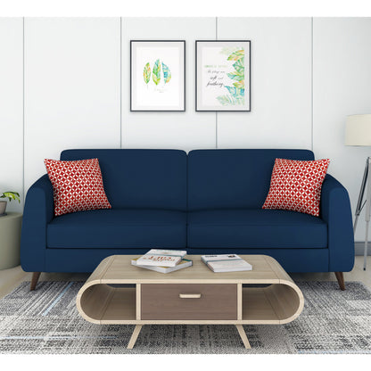 Adorn India Harlem 3 Seater Fabric Sofa (Blue)