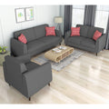Adorn India Harlem 6 Seater 3+2+1 Fabric Sofa Set (Grey) (3 Year Warranty)