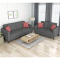 Adorn India Harlem 5 Seater 3+2 Fabric Sofa Set (Grey) (3 Year Warranty)