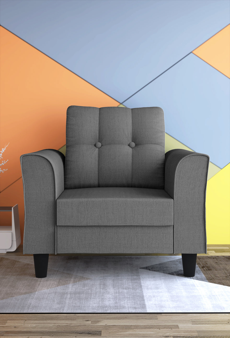 Maddox Tufted 1 Seater Sofa (Grey)