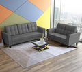 Adorn India Maddox Tufted 3+2 5 Seater Sofa Set (Grey) (3 Year Warranty)