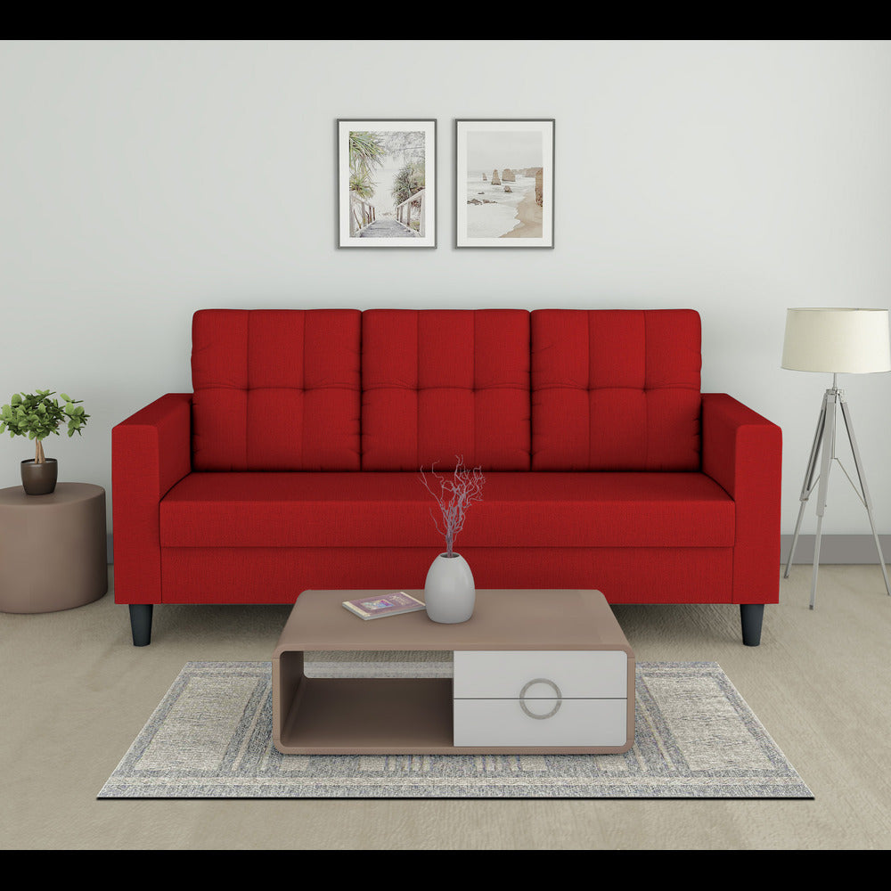 Adorn India Darcy 3 Seater Sofa (Red) (3 Year Warranty)