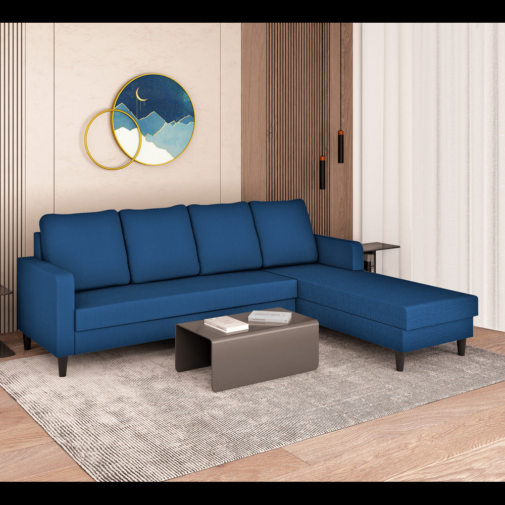 Chandler Plain L Shape 6 Seater Sofa Set RHS (Blue)