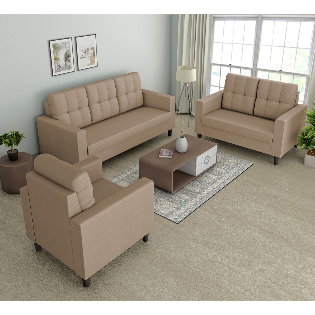 Adorn India Darcy 3+2+1 6 Seater Sofa Set  (3 Year Warranty)