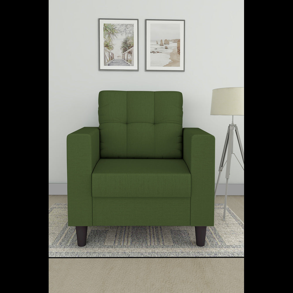 Adorn India Darcy 1 Seater Sofa (Green) (3 Year Warranty)