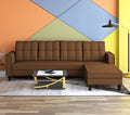 Adorn India Maddox Tufted L Shape 6 Seater Sofa Set RHS (Brown) (3 Year Warranty)