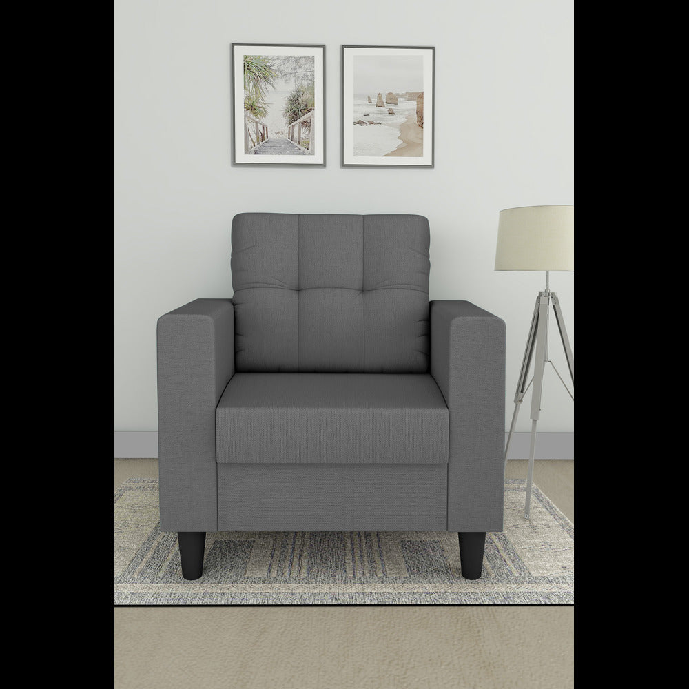 Adorn India Darcy 1 Seater Sofa (Grey) (3 Year Warranty)