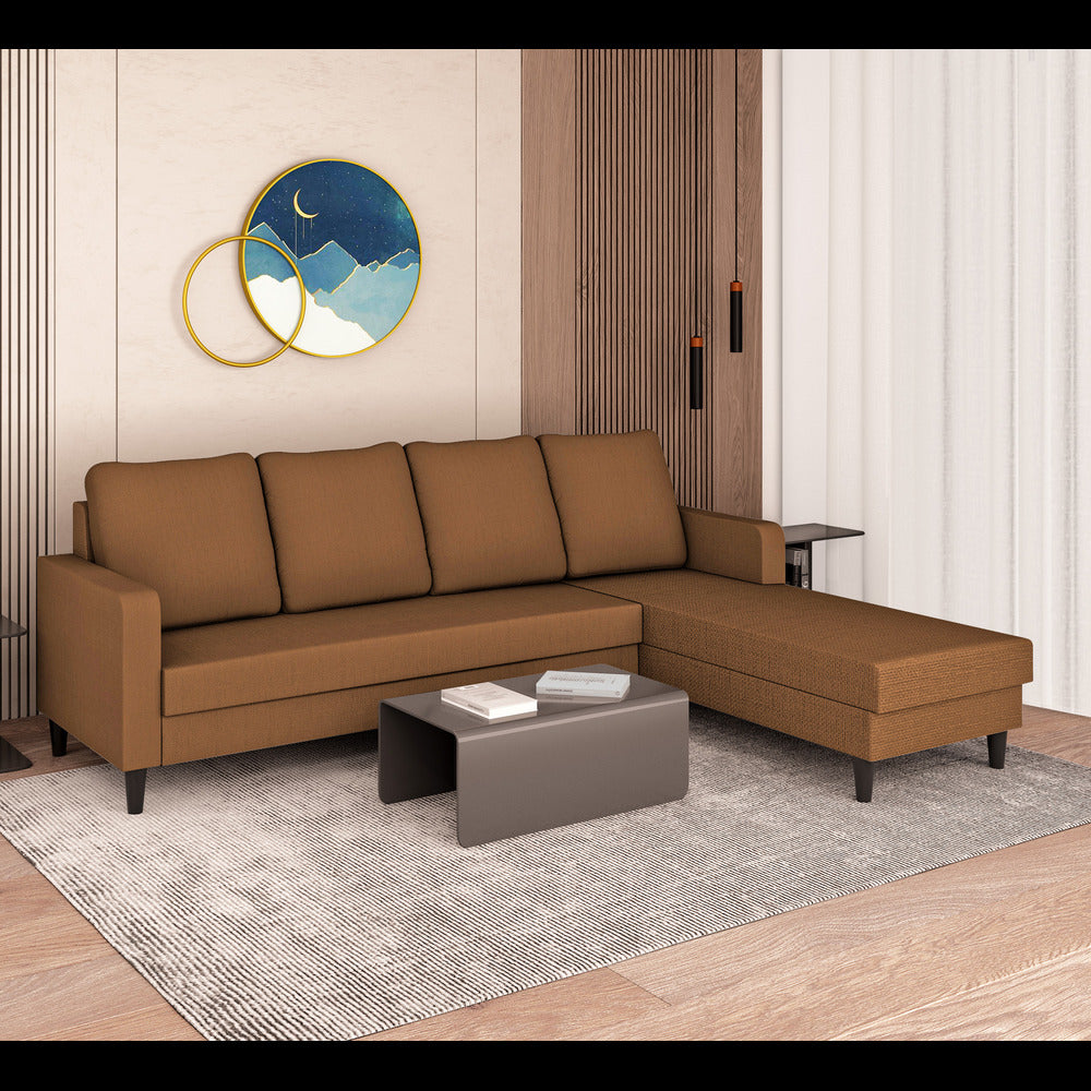 Chandler Plain L Shape 6 Seater Sofa Set RHS (Brown)