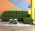 Adorn India Maddox Tufted L Shape 5 Seater Sofa Set RHS (Green) (3 Year Warranty)