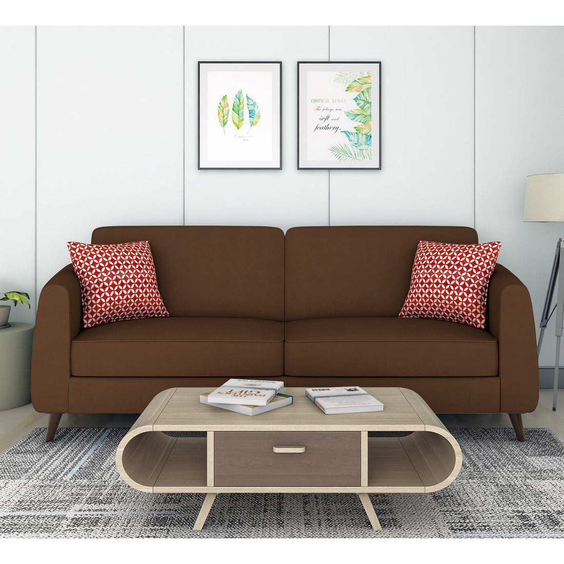 Adorn India Harlem 3 Seater Sofa (Brown)(3 Year Warranty)