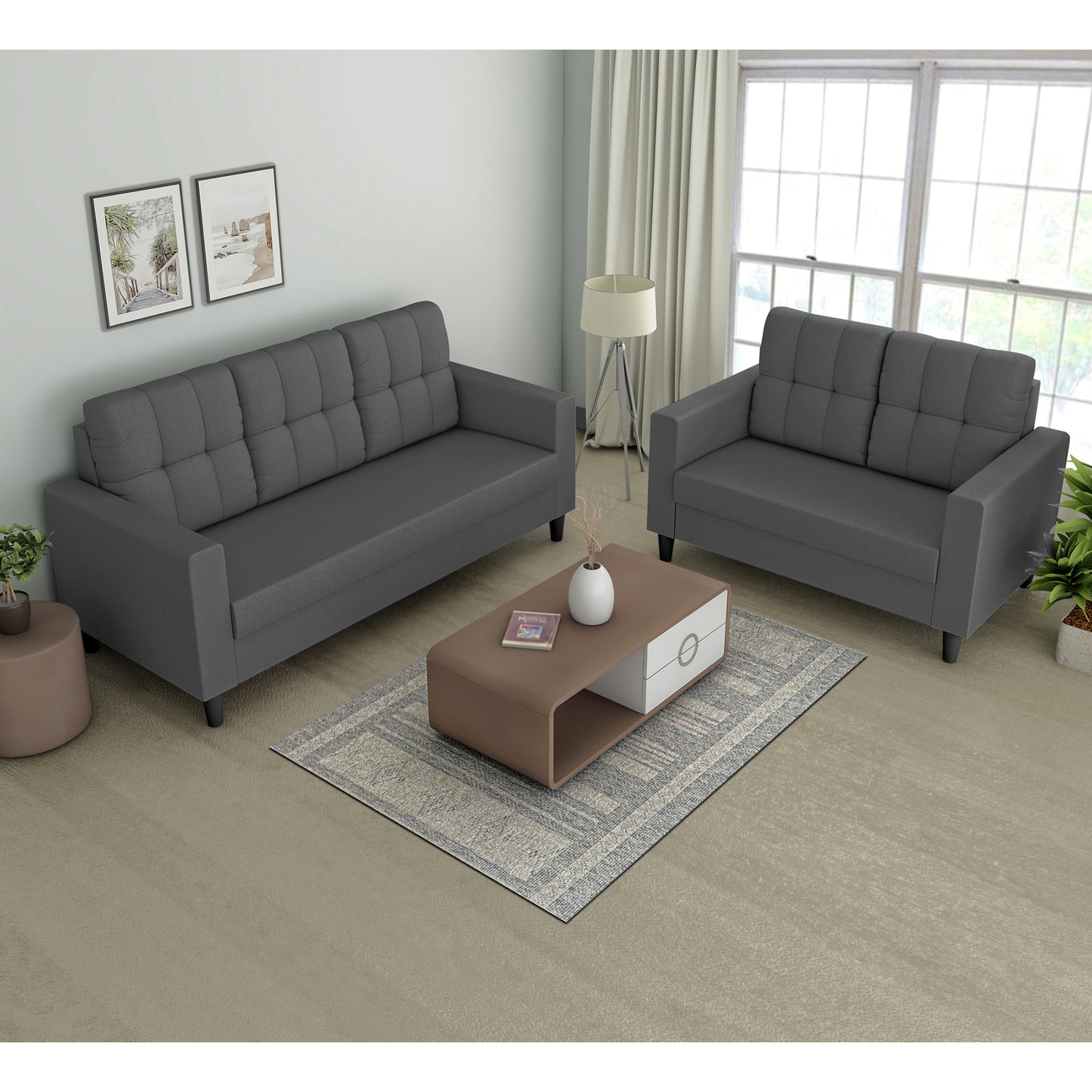 Adorn India Darcy 3-2 Five Seater Sofa Set