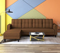 Adorn India Maddox Tufted L Shape 5 Seater Sofa Set LHS (Brown) (3 Year Warranty)