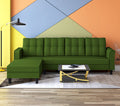 Adorn India Maddox Tufted L Shape 6 Seater Sofa Set LHS (Green) (3 Year Warranty)