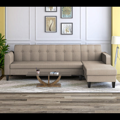Adorn India Rio Elegant L Shape 6 Seater Sofa Set (RHS) (Beige) (3 Year Warranty)