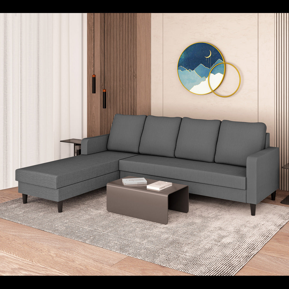 Chandler Plain L Shape 6 Seater Sofa Set Lhs (Grey)