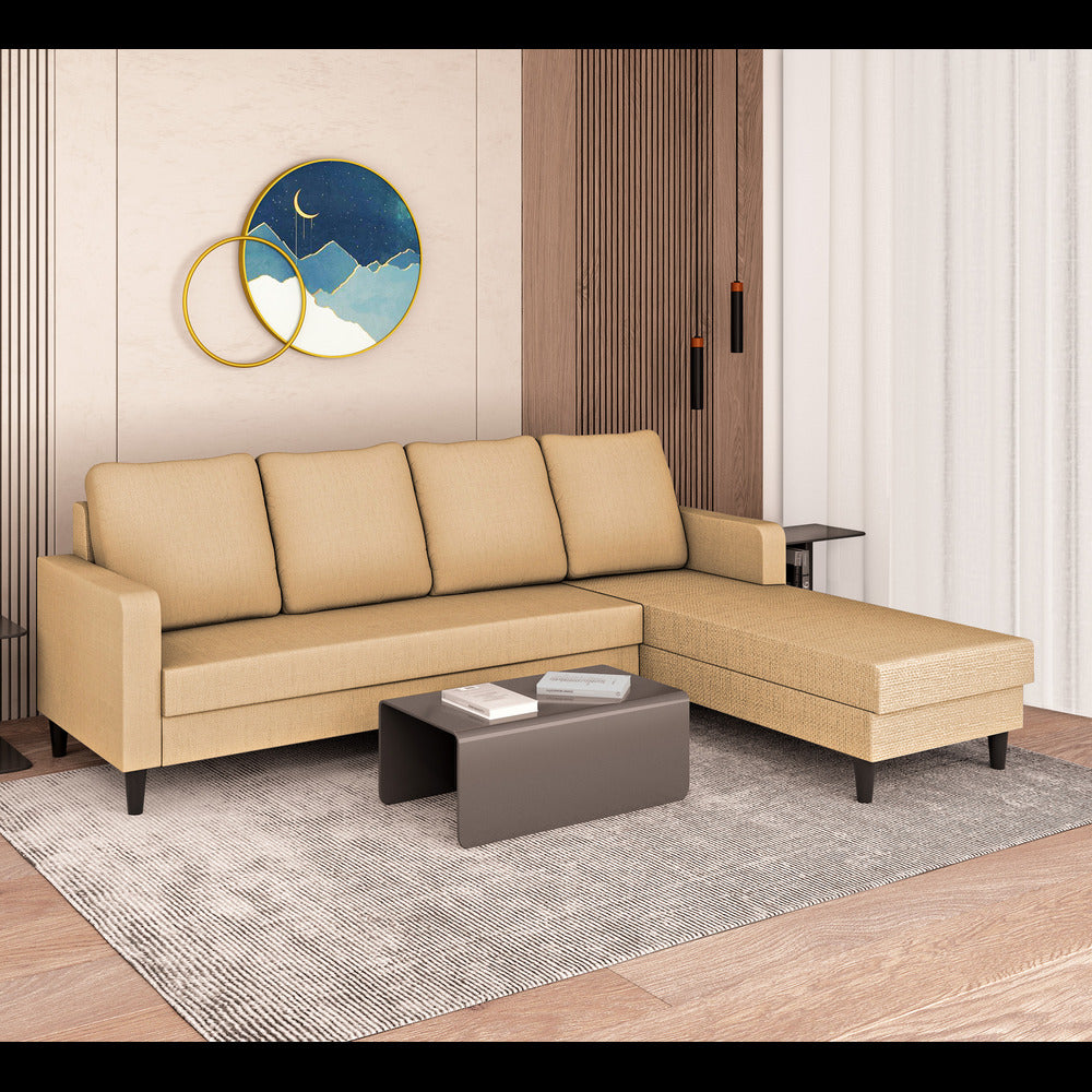 Chandler Plain L Shape 6 Seater Sofa Set RHS (Beige)