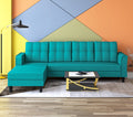 Adorn India Maddox Tufted L Shape 5 Seater Sofa Set LHS (Aqua Blue) (3 Year Warranty)