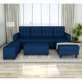 Darcy L Shape 8 Seater Sofa Set with Center Table and 2 Ottoman Puffy (RHS) (Blue)