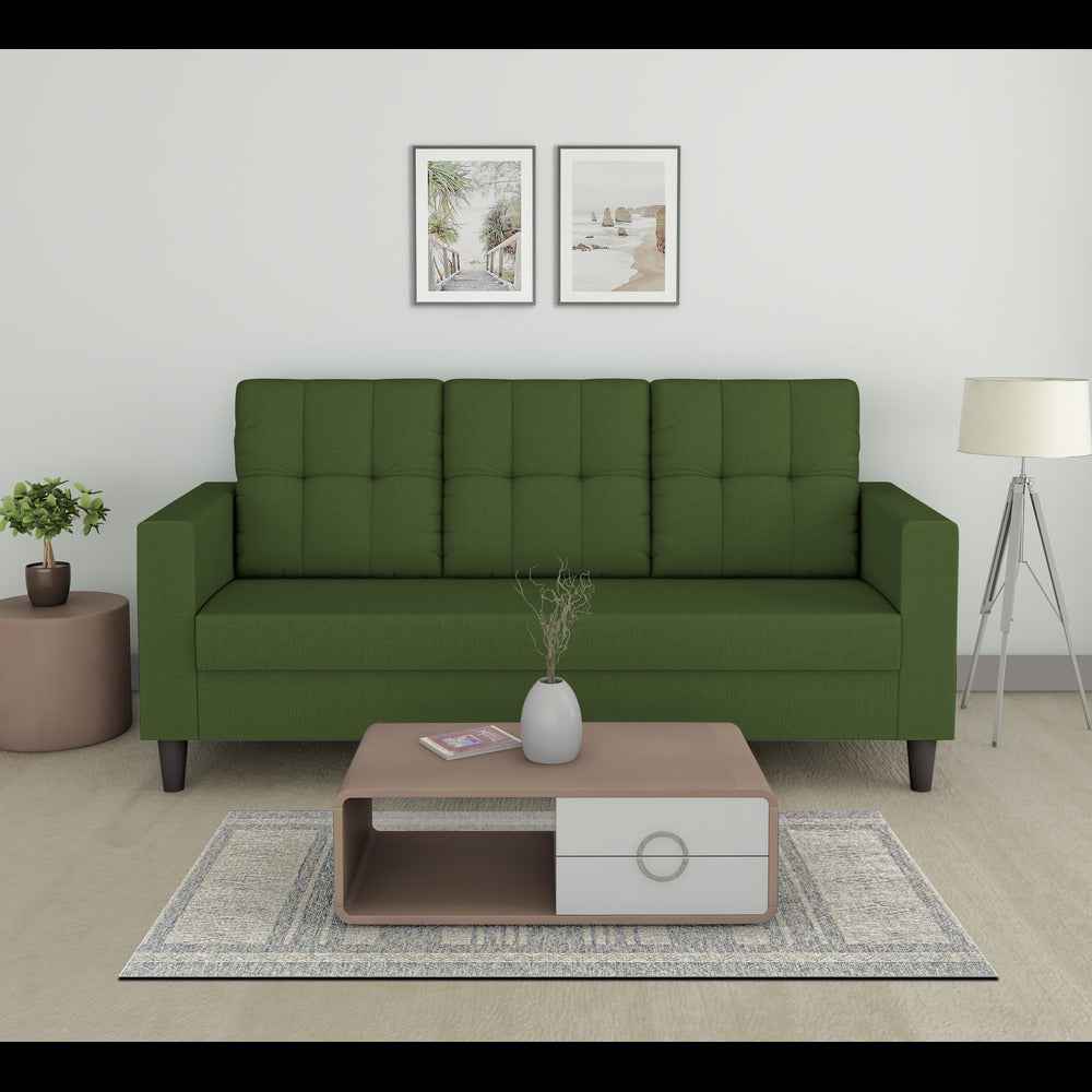 Adorn India Darcy 3 Seater Sofa (Green) (3 Year Warranty)