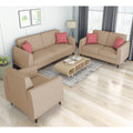 Adorn India Harlem 6 Seater 3+2+1 Fabric Sofa Set (Beige) (3 Year Warranty)