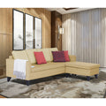Adorn India Abington Stripes L Shape 5 Seater Sofa Set LHS (Beige) (3 Year Warranty)
