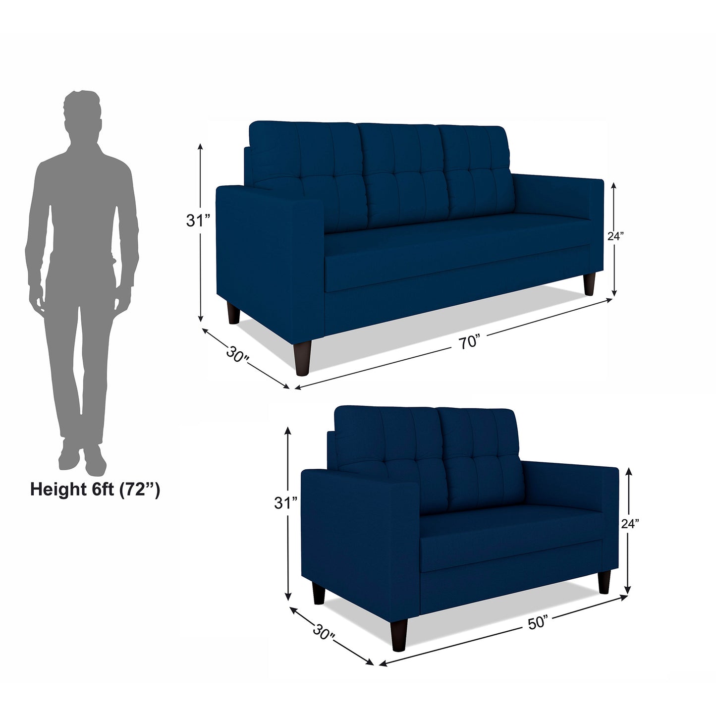 Adorn India Darcy 3-2 Five Seater Sofa Set