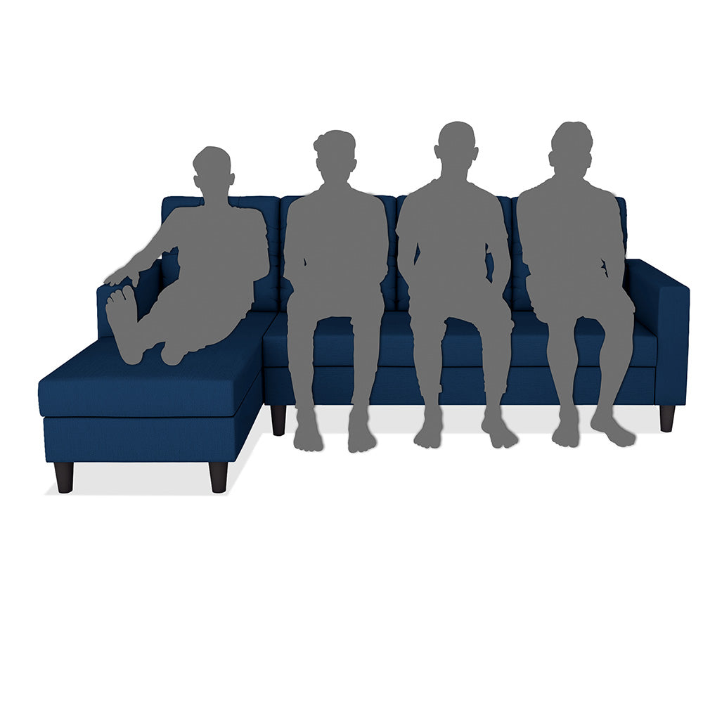 Adorn India Darcy L Shape 6 Seater Sofa Set (LHS) (Blue) (3 Year Warranty)