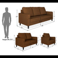 Chandler Decent 3+2+1 6 Seater Sofa Set (Brown)