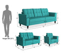 Adorn India Maddox Tufted 3+2+1 6 Seater Sofa Set (Aqua Blue) (3 Year Warranty)