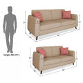 Adorn India Harlem 3+2 5 Seater Sofa Set (Beige) (3 Year Warranty)