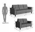 Adorn India Maddox Tufted 3+2 5 Seater Sofa Set (Grey) (3 Year Warranty)