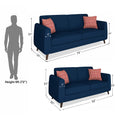 Adorn India Harlem 5 Seater 3+2 Fabric Sofa Set (Blue) (3 Year Warranty)