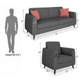 Adorn India Harlem 5 Seater 3-1-1 Sofa Set (Grey) (3 Year Warranty)