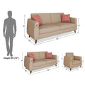 Adorn India Harlem 6 Seater 3+2+1 Fabric Sofa Set (Beige) (3 Year Warranty)