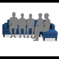 Rio Elegant L Shape 6 Seater Sofa Set (RHS) (Blue)