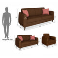 Adorn India Harlem 6 Seater 3+2+1 Fabric Sofa Set (Brown) (3 Year Warranty)