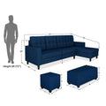 Darcy L Shape 8 Seater Sofa Set with Center Table and 2 Ottoman Puffy (RHS) (Blue)