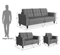 Adorn India Maddox Tufted 3+2+1 6 Seater Sofa Set (Grey) (3 Year Warranty)