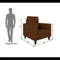 Adorn India Darcy 1 Seater Sofa (Brown) (3 Year Warranty)