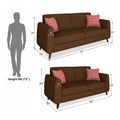 Adorn India Harlem 5 Seater 3+2 Fabric Sofa Set (Brown) (3 Year Warranty)