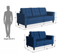 Adorn India Maddox Tufted 5 Seater 3+2 Sofa Set (Blue) (3 Year Warranty)