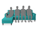 Adorn India Maddox Tufted L Shape 5 Seater Sofa Set LHS (Aqua Blue) (3 Year Warranty)