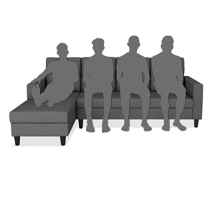 Adorn India Darcy L Shape 6 Seater Sofa Set (LHS) (Grey) (3 Year Warranty)