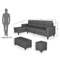 Darcy L Shape 8 Seater Sofa Set with Center Table and 2 Ottoman Puffy (Lhs) (Grey)