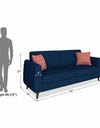 Adorn India Harlem 3 Seater Fabric Sofa (Blue)
