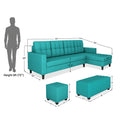 Darcy L Shape 8 Seater Sofa Set with Center Table and 2 Ottoman Puffy (RHS) (Aqua Blue)
