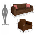 Adorn India Harlem 5 Seater 3-1-1 Sofa Set (Brown) (3 Year Warranty)