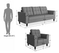 Adorn India Maddox Tufted 3-1-1 5 Seater Wood Sofa Set (Grey) (3 Year Warranty)